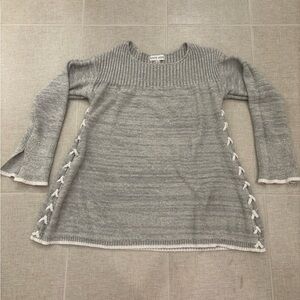 Knox Rose Light Gray Sweater with Lace-Up Sides